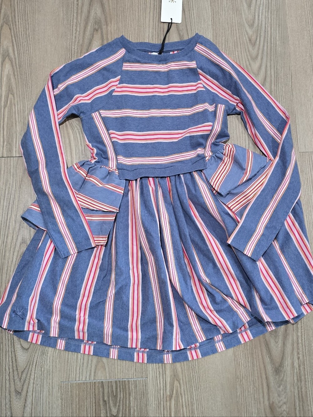 No Added Sugar Blue Dress with Pink & White Stripes